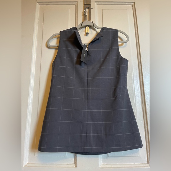 Banana Republic NWT Charcoal Checkered Blouse - Picture 3 of 14